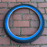 BICYCLE TIRE 20 X 1.95 BLACK / BLUE WALL FITS OLD SCHOOL BMX GT MONGOOSE SCHWINN