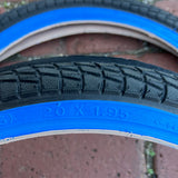 BICYCLE TIRES 20 X 1.95 BLACK / BLUE WALL FIT OLD SCHOOL BMX GT MONGOOSE SCHWINN & OTHERS NEW