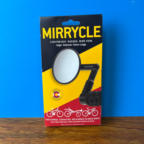 BICYCLE MIRROR MIRRYCLE LIGHTWEIGHT RUGGED WIDE VIEW FOR HYBRID COMMUTER NEW