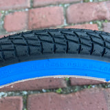 BICYCLE TIRE 20 X 1.95 BLACK / BLUE WALL FITS OLD SCHOOL BMX GT MONGOOSE SCHWINN