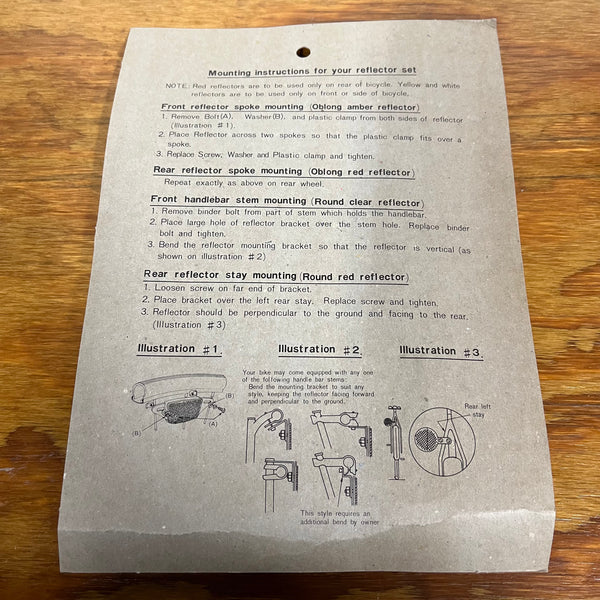 BICYCLE REFLECTOR SET FOR SCHWINN ROAD BIKES OTHERS VINTAGE
