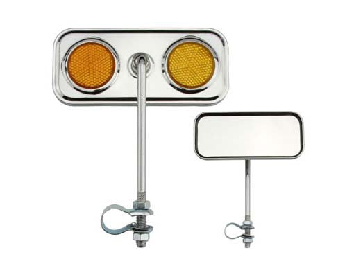 Rectangle Mirror Chrome Amber Reflectors.