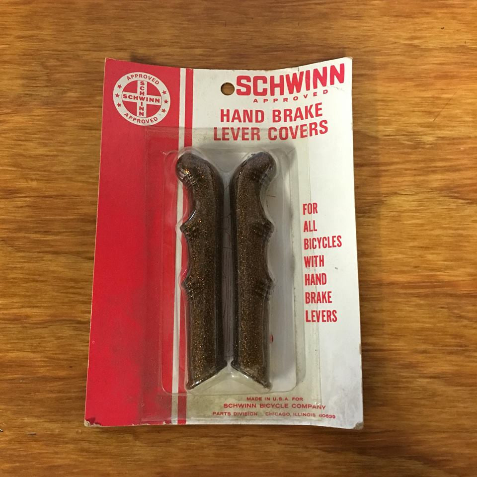 SCHWINN BROWN GLITTER HANDLE BRAKE LEVER COVERS FOR SCHWINN STINGRAYS OTHERS NOS