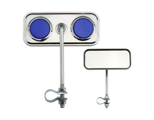 Rectangle Mirror Chrome Blue Reflectors