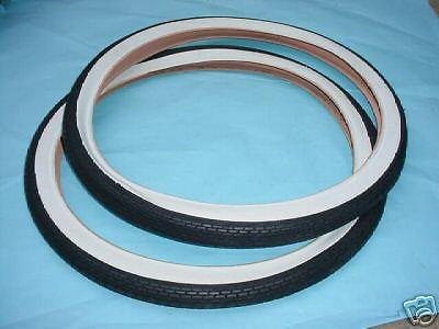 BICYCLE TIRES SET WHITE WALLS FITS MANY BIKES 24 X 175
