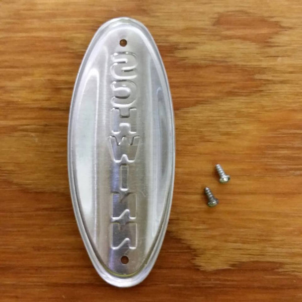 Schwinn Original Factory Seat Badge - Vintage NOS Aluminium Laminate - Black & Silver