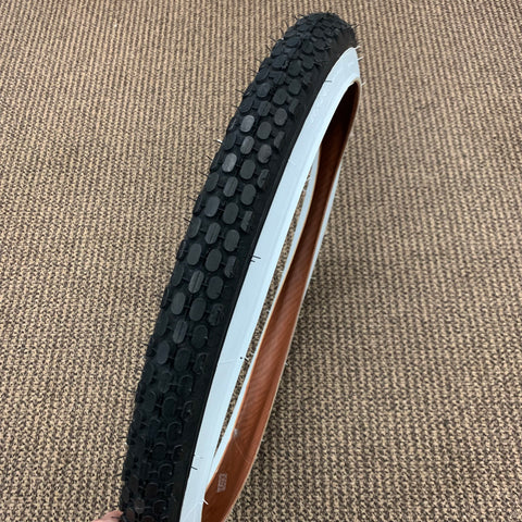 BICYCLE TIRE 26 X 2.125 KNOBBY WHITE WALL FITS SCHWINN & OTHERS NEW