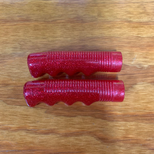 BICYCLE GRIPS VINTAGE STYLE FITS SCHWINN HUFFY SEARS & OTHERS RED GLIT –  Bicycle Heaven