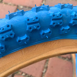 BICYCLE TIRES BLUE / GUM 16 X 2.125 FITS OLD SCHOOL BMX KIDS BIKES CARTS VINTAGE