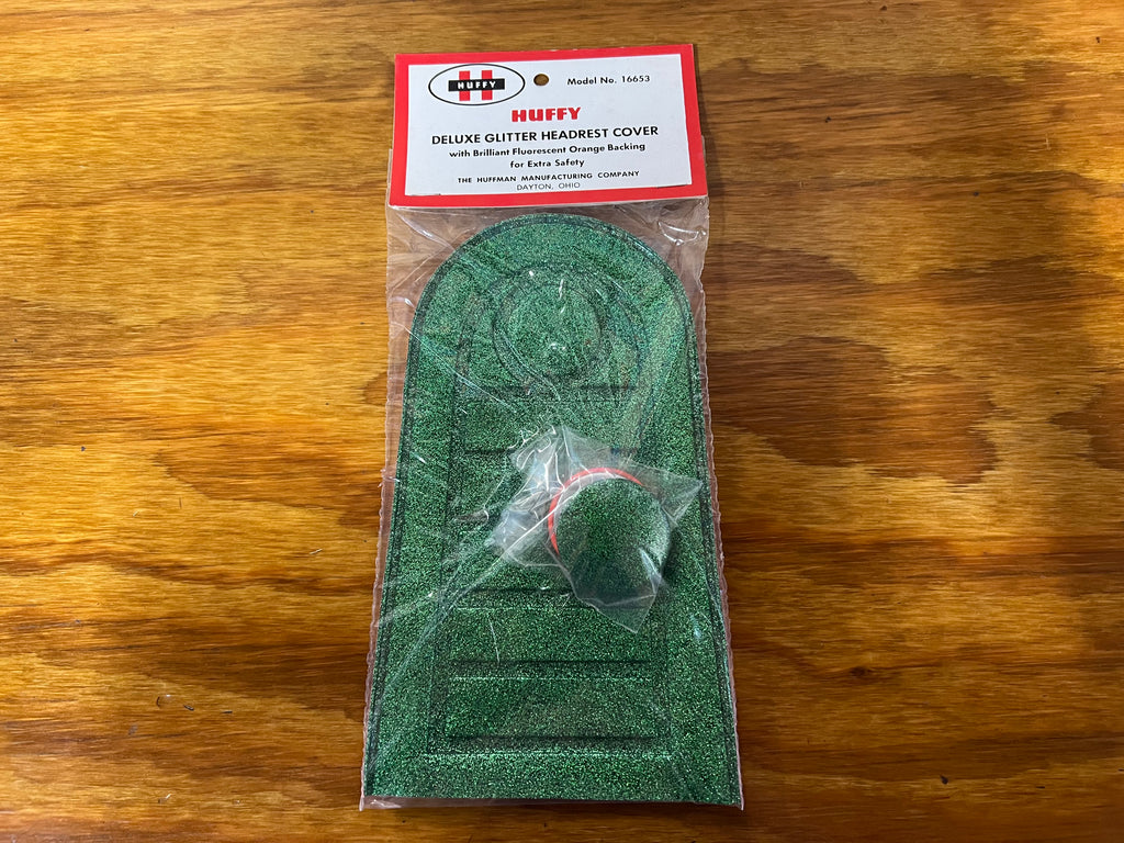 HUFFY BICYCLE SISSY BAR HEAD COVER PAD GREEN GLITTER VINTAGE NOS NEVER USED