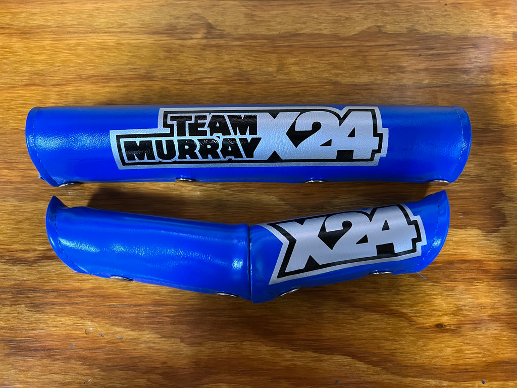 OLD SCHOOL BMX BLUE TEAM MURRAY X24 FRAME TOP TUBE & V BAR PADS VINTAGE NOS