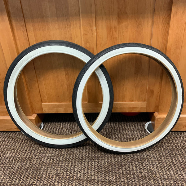 BICYCLE TIRES SLICK & FRONT WHITE WALLS FOR HUFFY SEARS