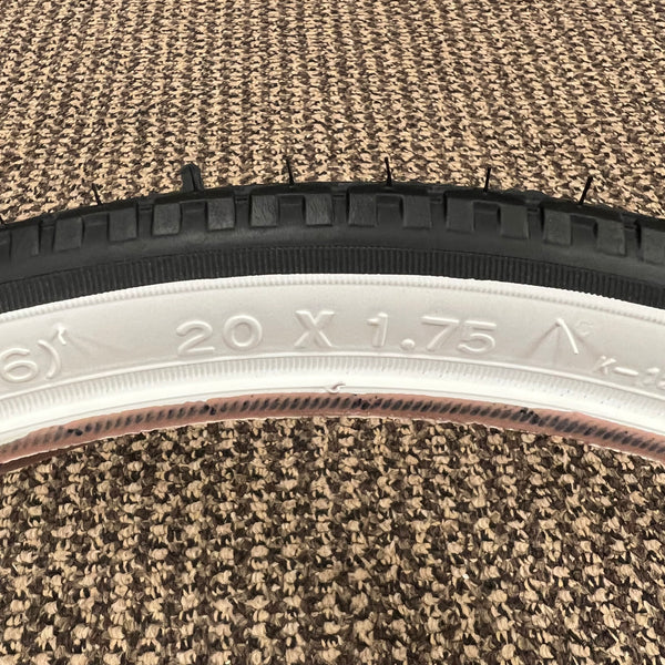 Baldys 20 X 1.75 White Wall Tyres With Tubes – Traditional Folder / Shopper / MTB Bike, Slick Tread, Pair