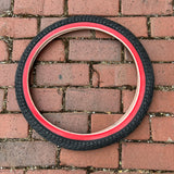 BICYCLE TIRE 20 X 1.95 BLACK / RED WALL FITS OLD SCHOOL BMX GT MONGOOSE SCHWINN