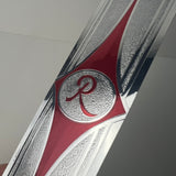 Vintage Rollfast Bicycle R Logo Decal Sticker Chrome Red Silver NOS 4-15/16"