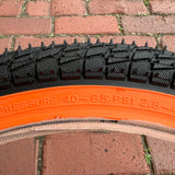 BICYCLE TIRE 20 X 1.95 BLACK / ORANGE WALL FITS OLD SCHOOL BMX GT MONGOOSE SCHWINN