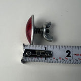 Vintage Bicycle Red Oval Rear Reflector Metal Housing Wing Nut NOS