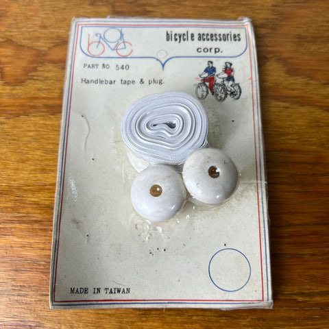 WHITE BICYCLE HANDLEBAR TAPE & PLUGS FITS SCHWINN & OTHERS VINTAGE NOS