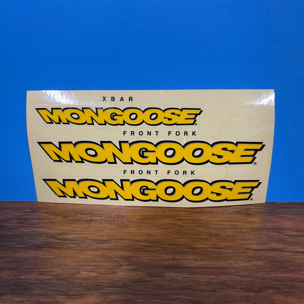 MONGOOSE XBAR & FRONT FORK DECAL STICKER SET MID SCHOOL VINTAGE NOS