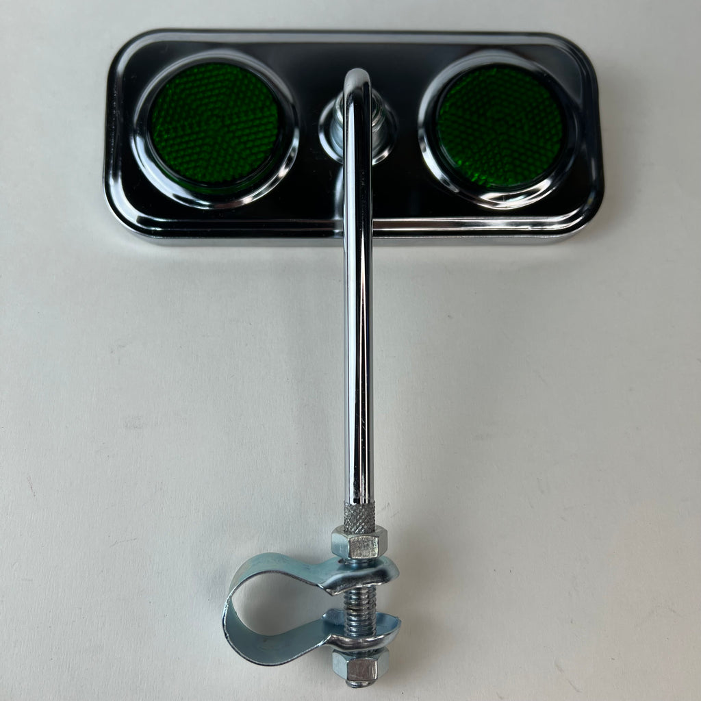 Rectangle Mirror Chrome Green Reflectors.