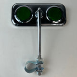 Rectangle Mirror Chrome Green Reflectors.