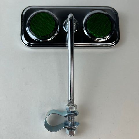 Rectangle Mirror Chrome Green Reflectors.
