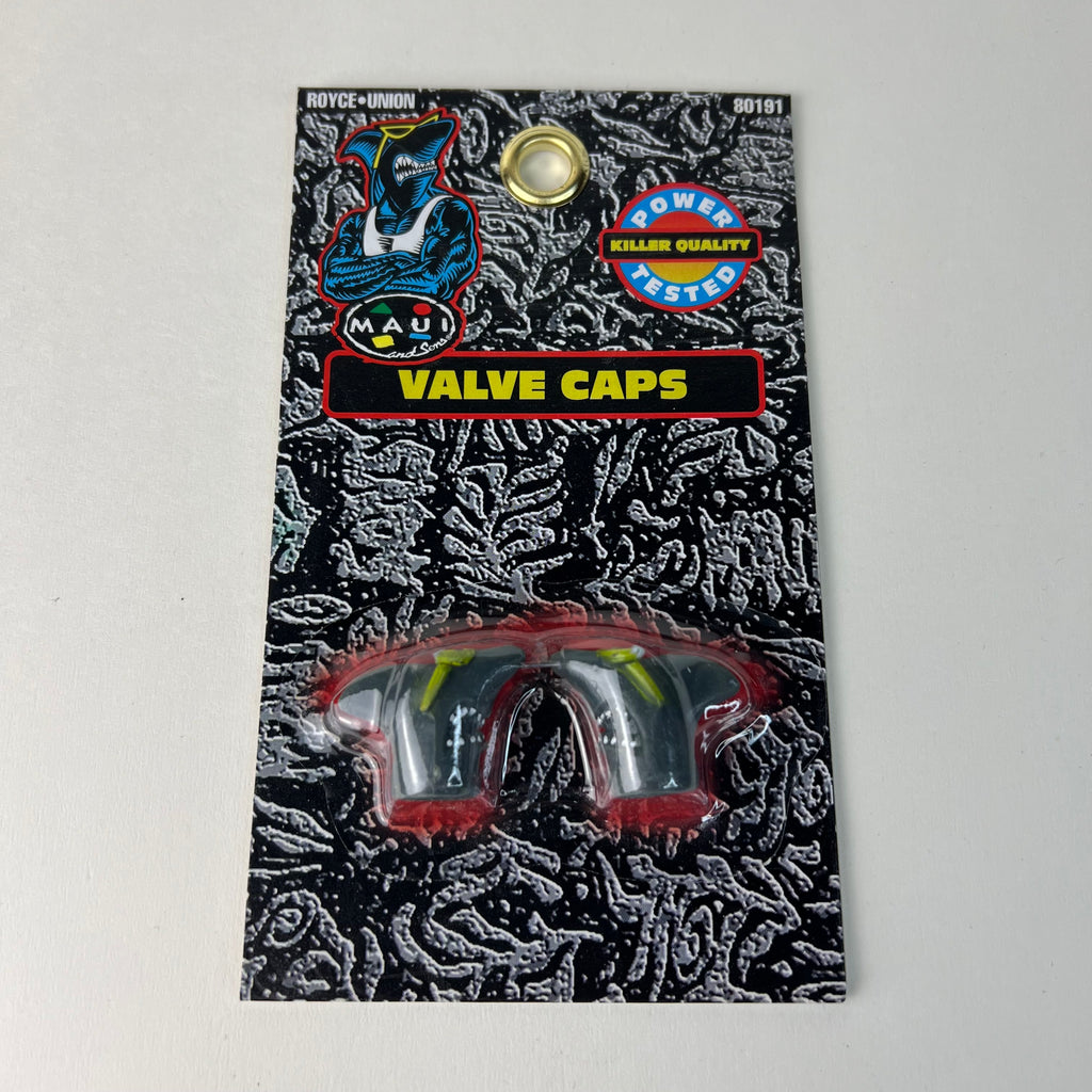 VINTAGE 90'S MAUI AND SONS SHARK BMX VALVE CAPS NEW IN PACKET ORIGINAL NOS