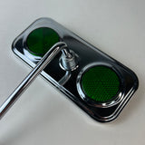 Rectangle Mirror Chrome Green Reflectors.