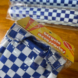 OLD SCHOOL CHECKERBOARD WHITE / BLUE BMX 3 PIECE PAD SET BUCKEYE VINTAGE NOS