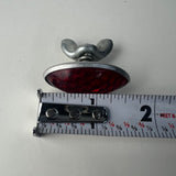 Vintage Bicycle Red Oval Rear Reflector Metal Housing Wing Nut NOS