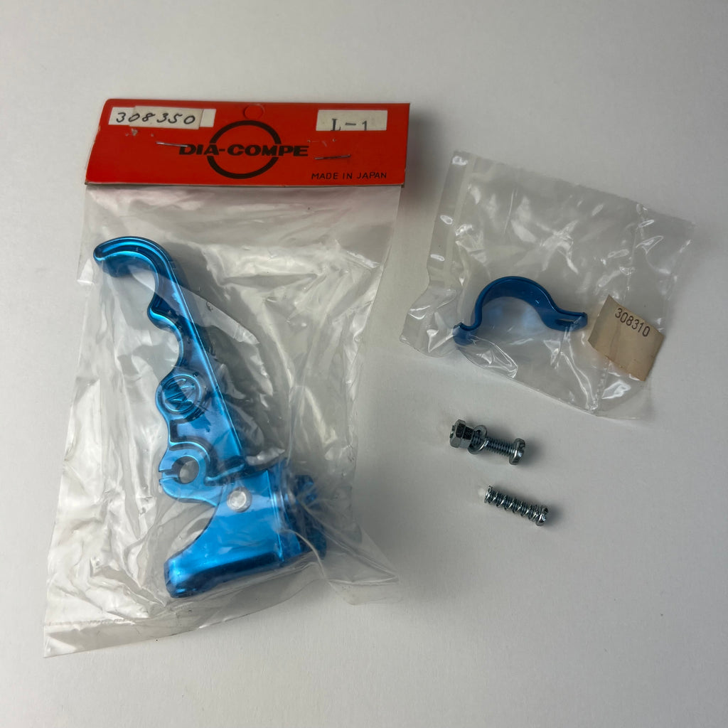 NOS Dia-Compe MX120 Tech 2 Left Front Brake Lever Blue BMX Japan L-1 w/ Clamp