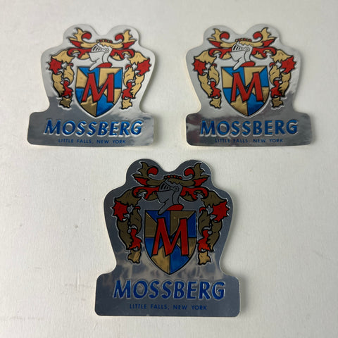 3 MOSSBERG BICYCLE STICKERS VINTAGE NOS OLD SCHOOL RAT ROD CUSTOM BIKE DECALS