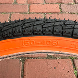 BICYCLE TIRE 20 X 1.95 BLACK / ORANGE WALL FITS OLD SCHOOL BMX GT MONGOOSE SCHWINN