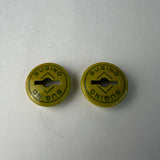 SUGINO BMX CRANK DUST CAPS FLUORESCENT YELLOW FOR OLD SCHOOL BMX BIKES