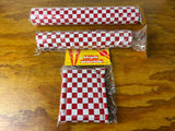 OLD SCHOOL CHECKERBOARD WHITE / RED BMX 3 PIECE PAD SET BUCKEYE VINTAGE NOS