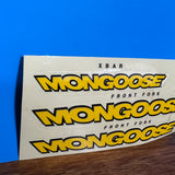 MONGOOSE XBAR & FRONT FORK DECAL STICKER SET MID SCHOOL VINTAGE NOS