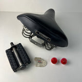 SEAT, LEFT PEDAL, CLEAR PLASTIC COVER, REFLECTORS