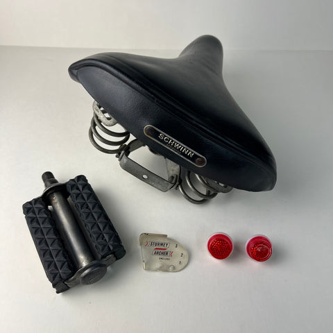 SEAT, LEFT PEDAL, CLEAR PLASTIC COVER, REFLECTORS