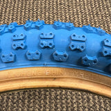 BICYCLE TIRE BLUE / GUM 16 X 2.125 FITS OLD SCHOOL BMX KIDS BIKES CARTS VINTAGE