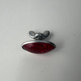 Vintage Bicycle Red Oval Rear Reflector Metal Housing Wing Nut NOS