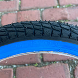 BICYCLE TIRE 20 X 1.95 BLACK / BLUE WALL FITS OLD SCHOOL BMX GT MONGOOSE SCHWINN