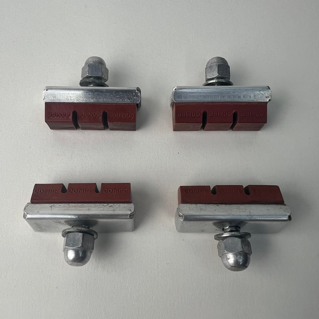 Vintage COMPE Bicycle Brake Pads Red Rubber Road BMX Schwinn Set of 4 Used