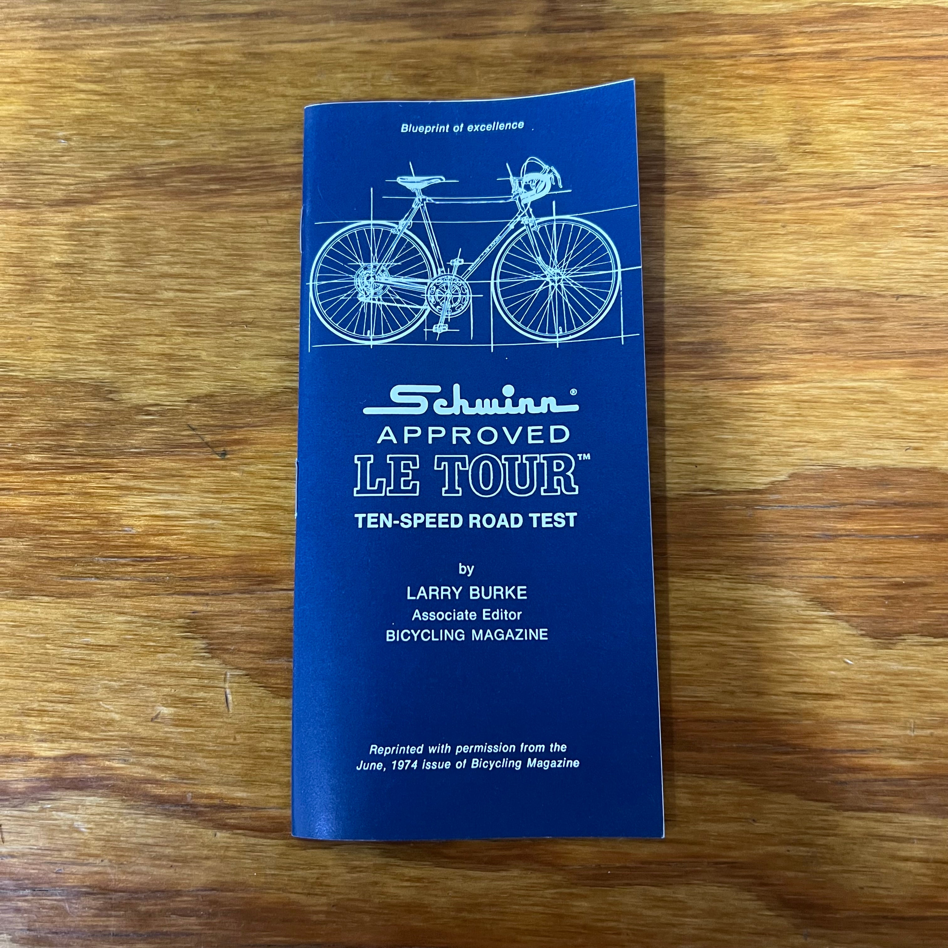 1974 SCHWINN LETOUR TEN SPEED ROAD TEST BROCHURE BICYCLE