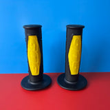 OLD SCHOOL FMF 909 BMX GRIPS VELOCITY BLACK / YELLOW VINTAGE NOS