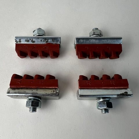 BRAKE SHOE PADS FOR SCHWINN CALIPER BIKE BRAKES LONGLAST VINTAGE RED NOS FOUR