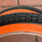BICYCLE TIRES 20 X 1.95 BLACK / ORANGE WALL FIT OLD SCHOOL BMX GT MONGOOSE SCHWINN & OTHERS