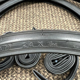 3X BICYCLE TIRES 24 X 1-1/4 FOR SCHWINN TOWN AND COUNTRY TRI-WHEELER S-5 S-6 RIMS
