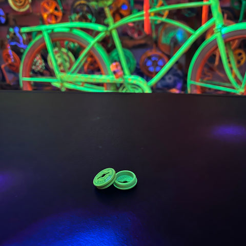 SUGINO BMX CRANK DUST CAPS FLUORESCENT YELLOW FOR OLD SCHOOL BMX BIKES