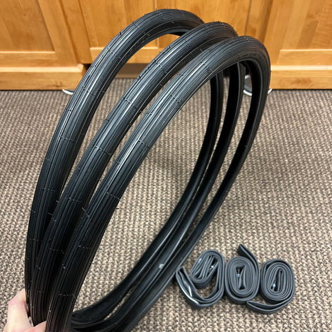 3X BICYCLE TIRES 24 X 1-1/4 FOR SCHWINN TOWN AND COUNTRY TRI-WHEELER S-5 S-6 RIMS
