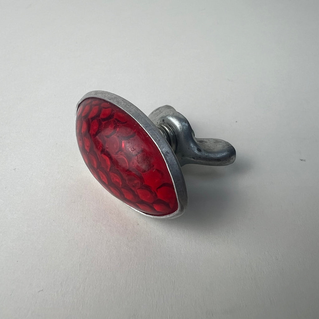 Vintage Bicycle Red Oval Rear Reflector Metal Housing Wing Nut NOS